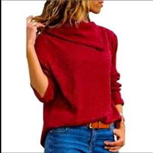 Nicole Miller 100% Cashmere Cowl Folded Neck Sweater